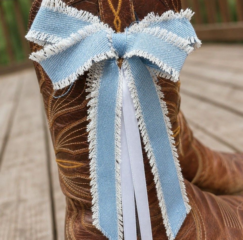 Denim Cowboy Boot Bow Set – Handmade Boot Bows & Charms