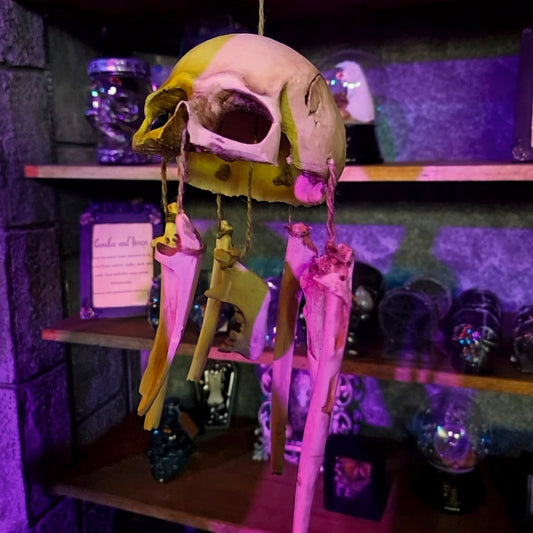 Gothic Skull Wind Chime – 3D Printed Hanging Bone Decor