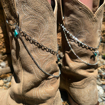 Western Boot Chain Charms - Silver Chain Cowboy Shoe Wrap