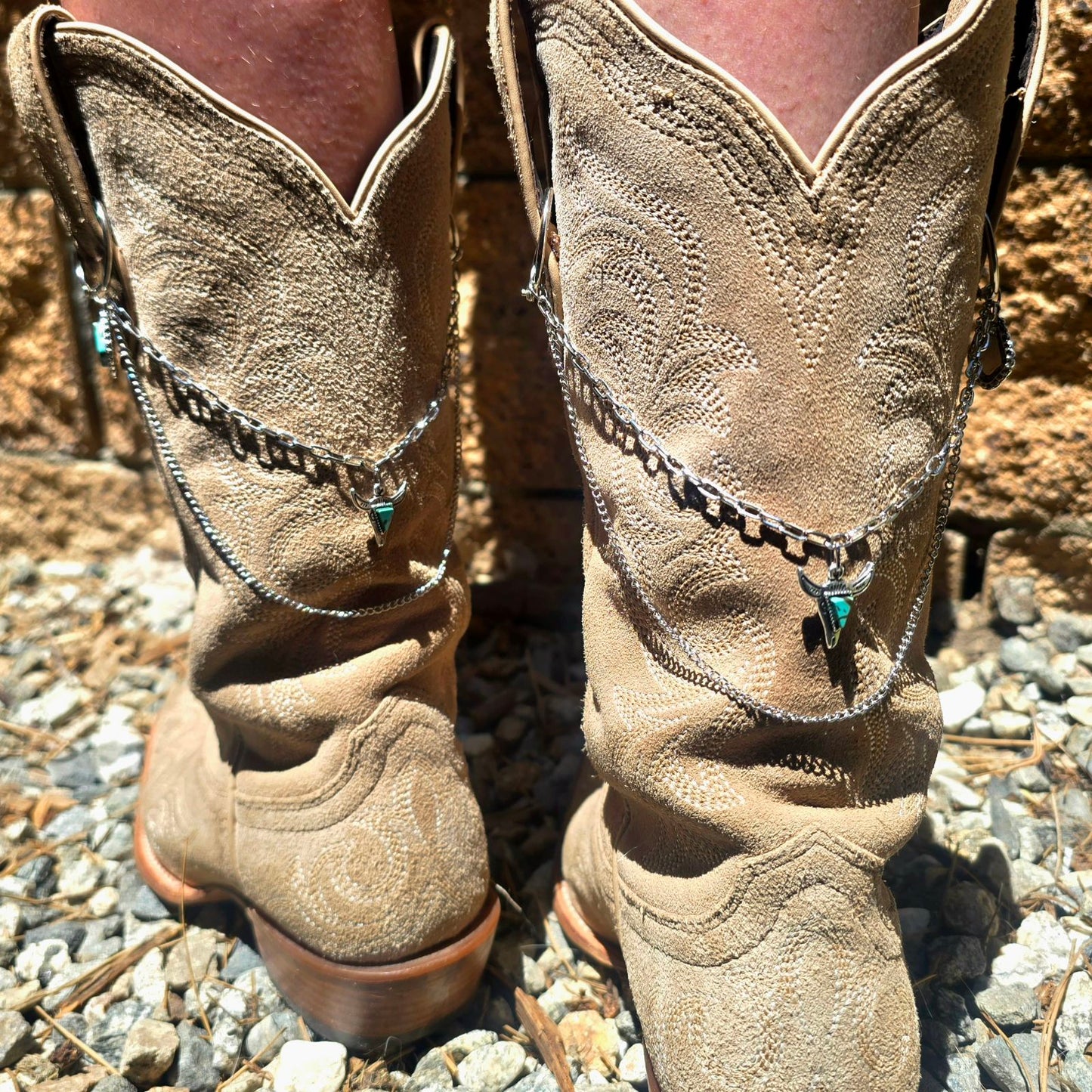 Western Boot Chain Charms - Silver Chain Cowboy Shoe Wrap