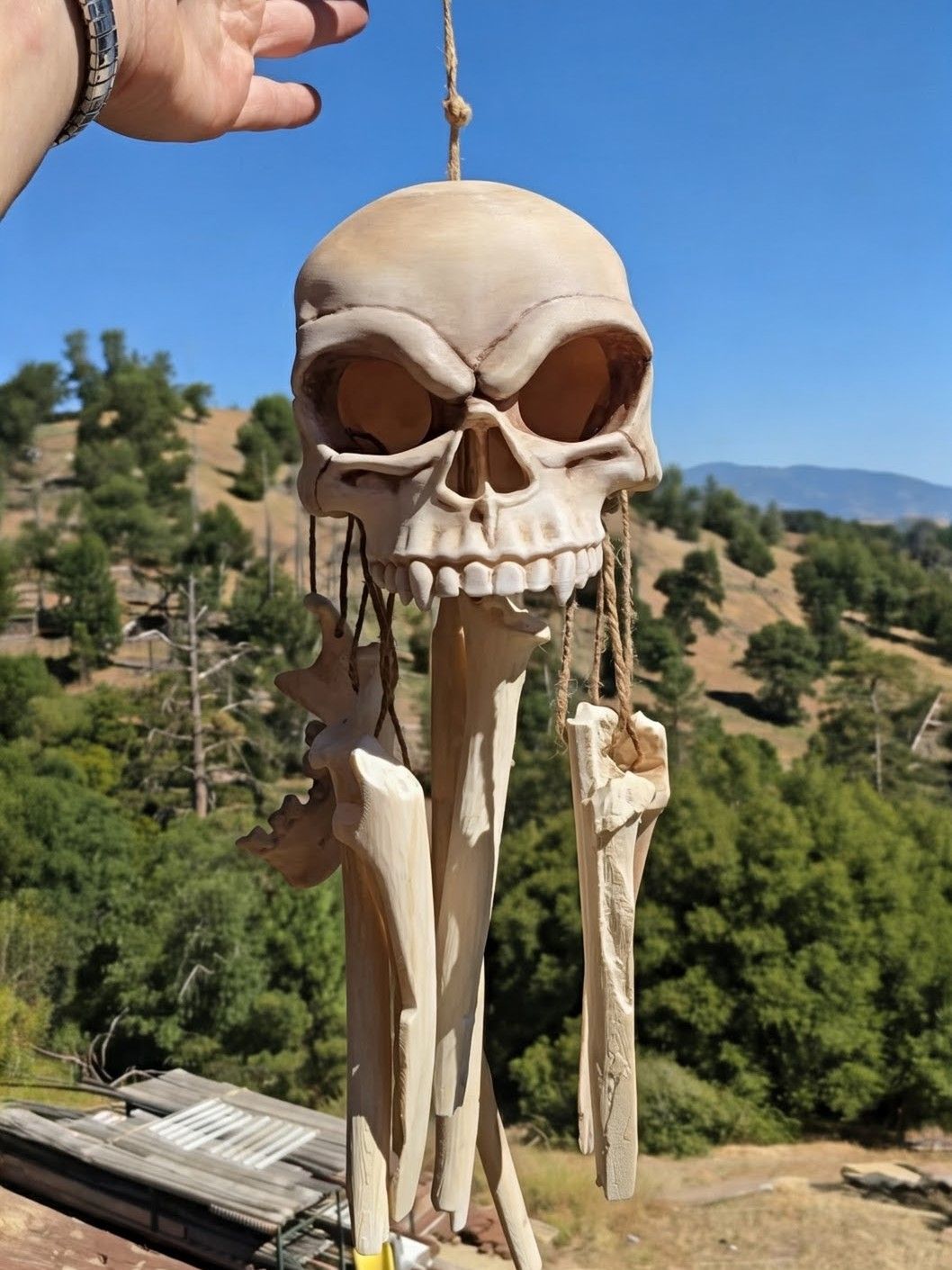 Fanged Skull Wind Chime – Vegan Hanging Bone Decor