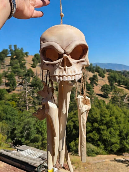 Fanged Skull Wind Chime – Vegan Hanging Bone Decor