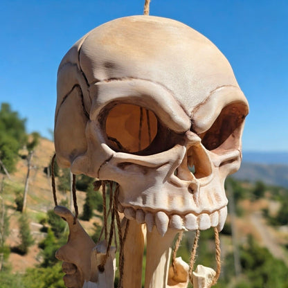 Fanged Skull Wind Chime – Vegan Hanging Bone Decor