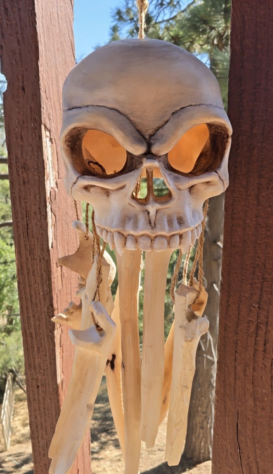 Fanged Skull Wind Chime – Vegan Hanging Bone Decor