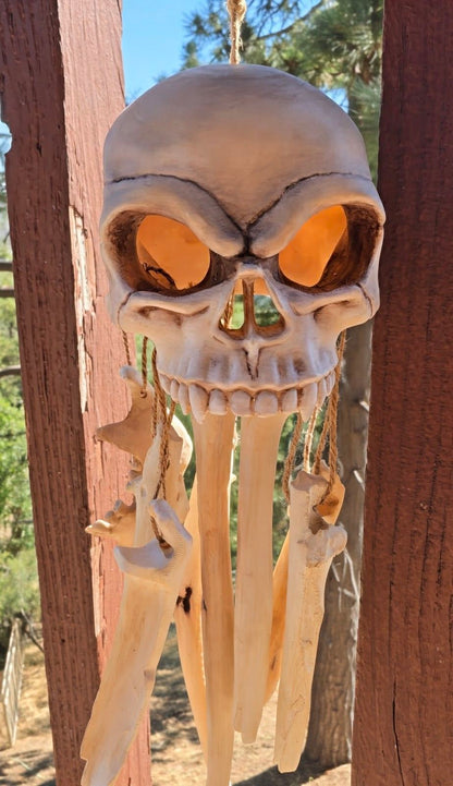 Fanged Skull Wind Chime – Vegan Hanging Bone Decor
