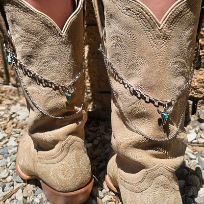 Western Boot Chain Charms - Silver Chain Cowboy Shoe Wrap