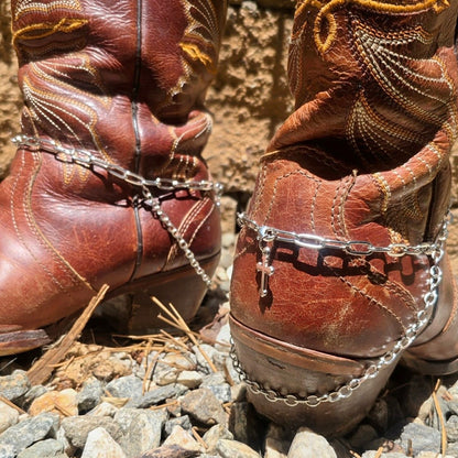 Cross Boot Chain Charms - Silver Chain Cowboy Shoe Wrap