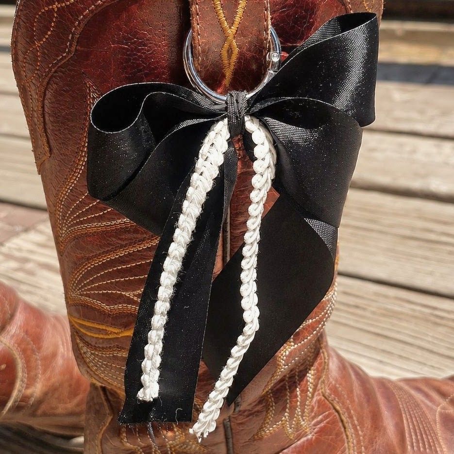 Black and White Boot Bow Set – Handmade Boot Bows & Charms