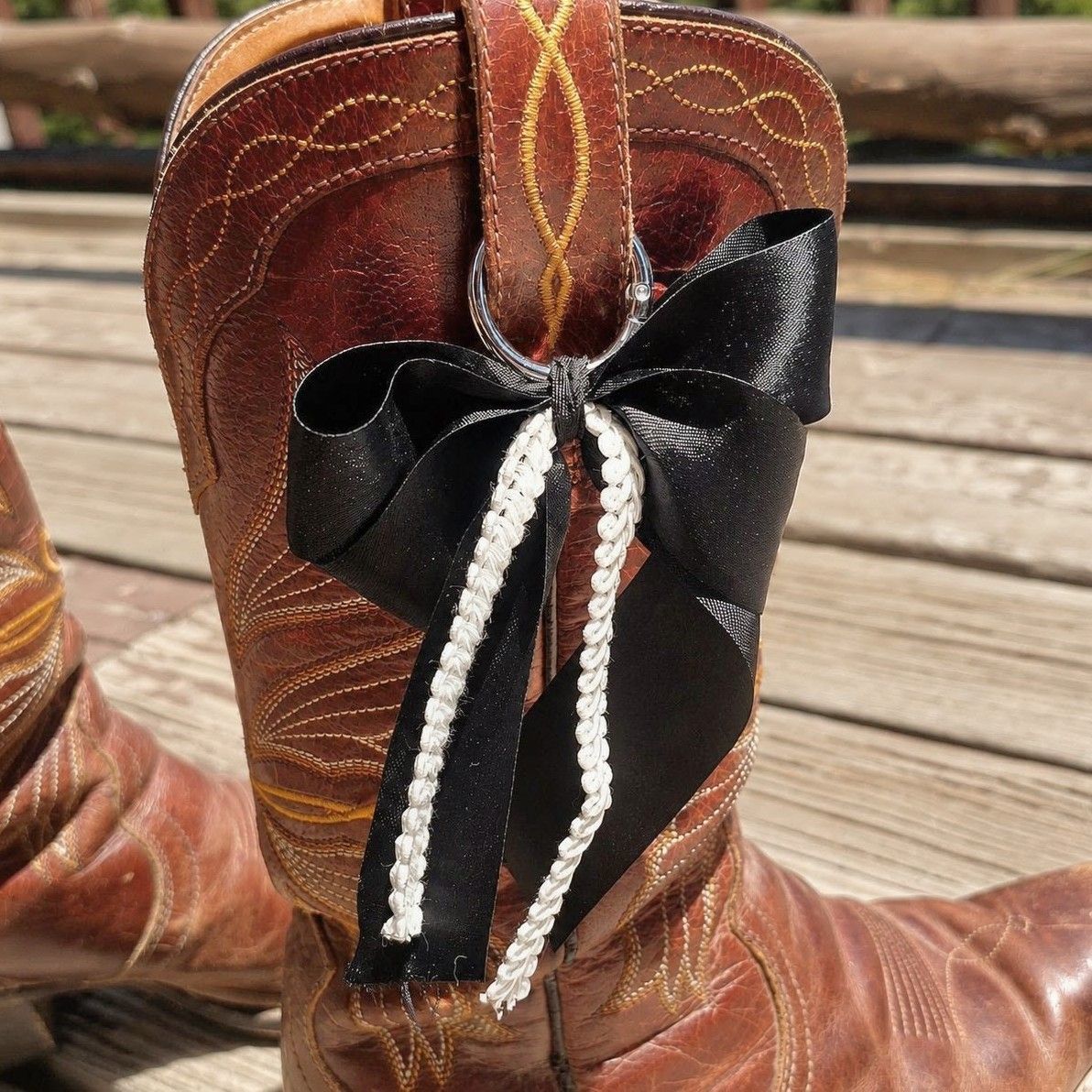 Black and White Boot Bow Set – Handmade Boot Bows & Charms