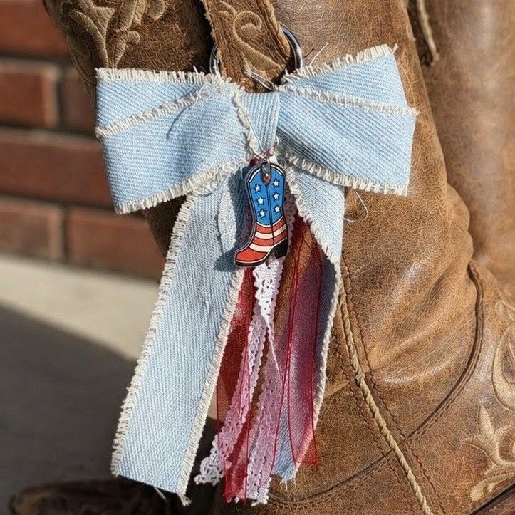 Patriotic Boot Bow Charm Set – Handmade Boot Bows & Charms