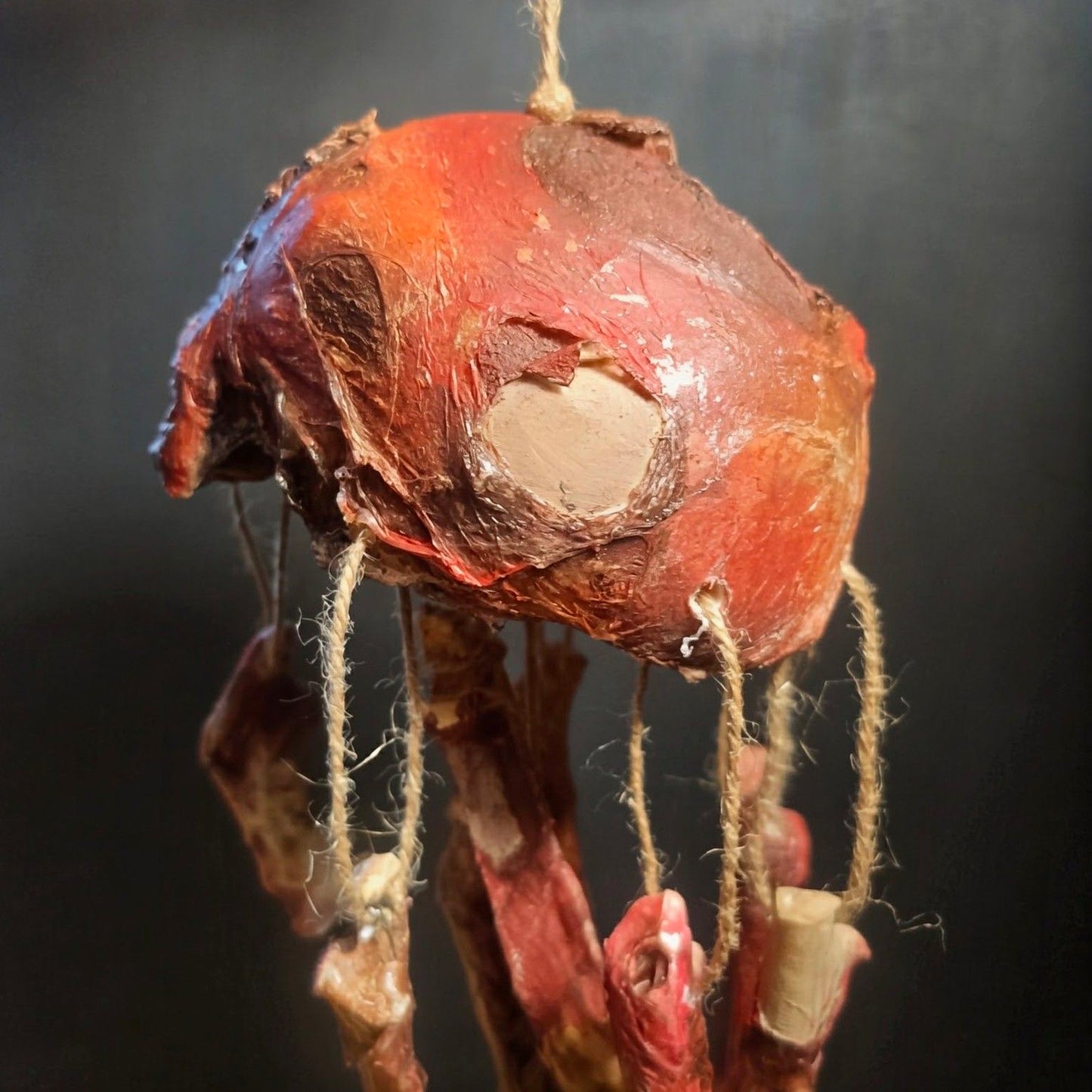 Rotting Skull Wind Chime – Vegan Rotting Flesh Hanging Bone Decor
