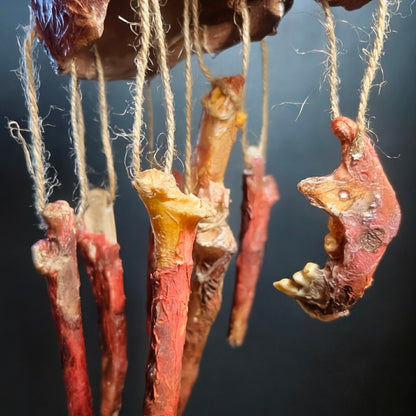 Rotting Skull Wind Chime – Vegan Rotting Flesh Hanging Bone Decor