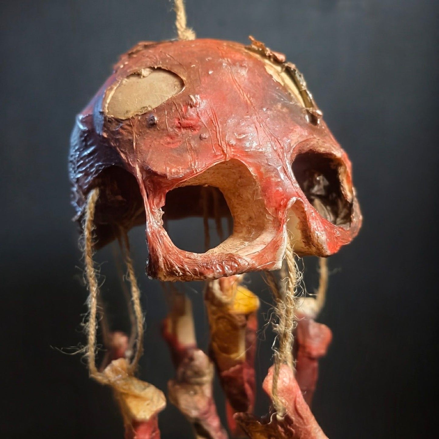 Rotting Skull Wind Chime – Vegan Rotting Flesh Hanging Bone Decor