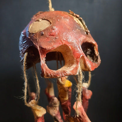 Rotting Skull Wind Chime – Vegan Rotting Flesh Hanging Bone Decor