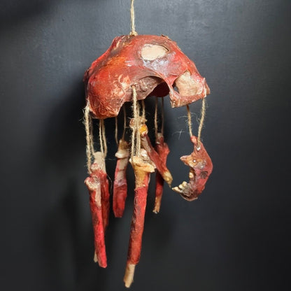 Rotting Skull Wind Chime – Vegan Rotting Flesh Hanging Bone Decor