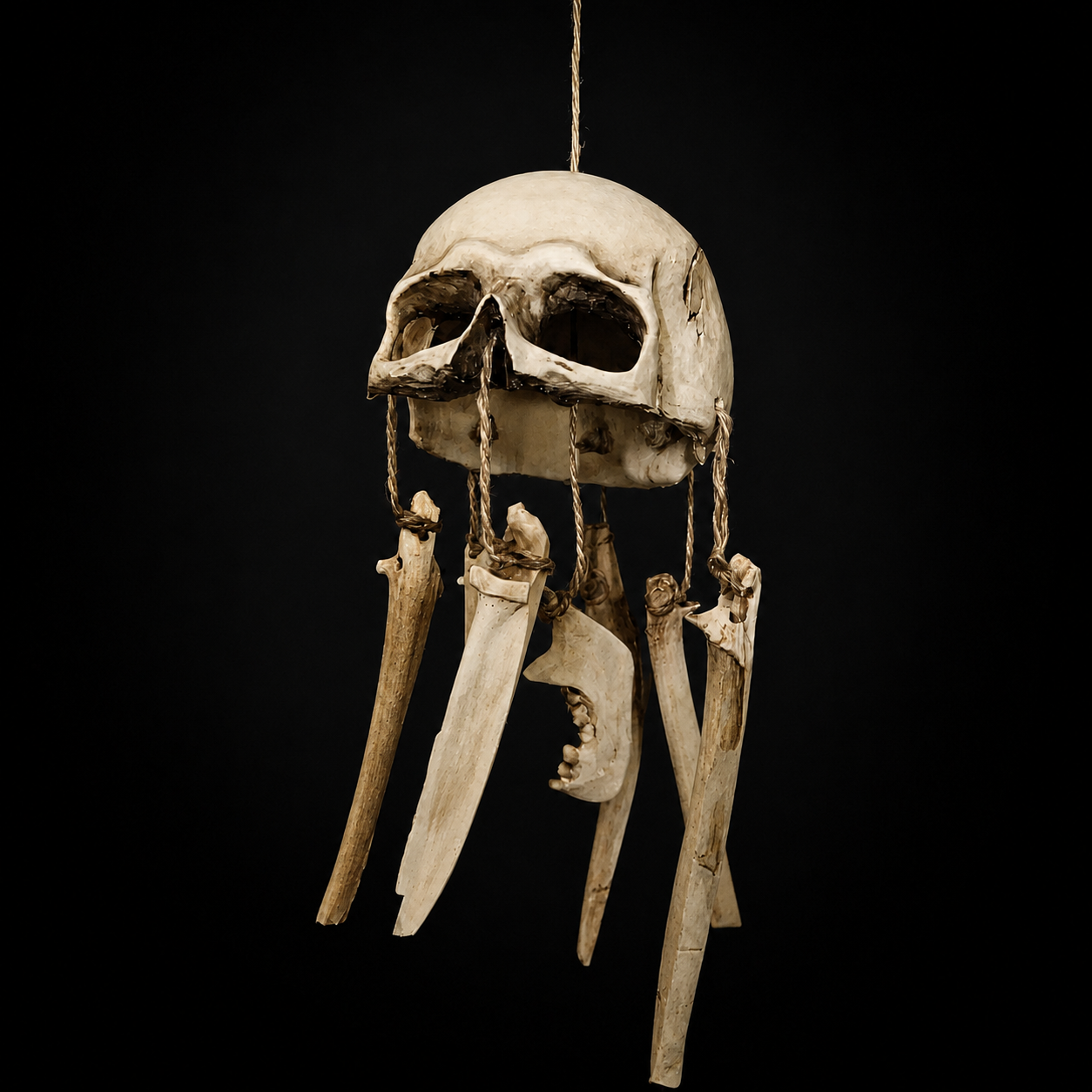 Gothic Skull Wind Chime – Vegan Hanging Bone Decor