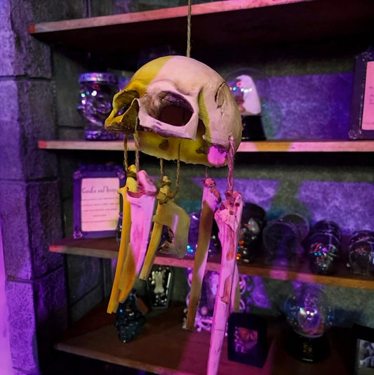 Gothic Skull Wind Chime – 3D Printed Hanging Bone Decor