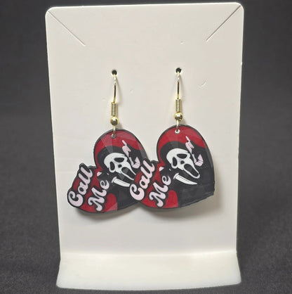 Horror Themed Earrings, Slasher Film Earrings, Halloween Jewelry