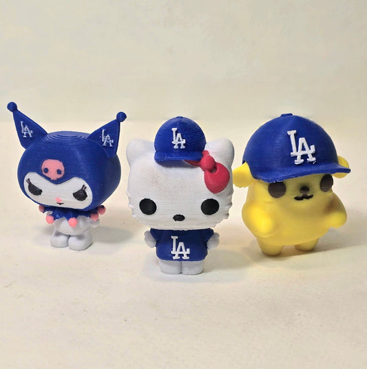 Hello-Kitty Baseball Mini Figurine Set | Dodgers-Inspired Kitty & Friends Collection