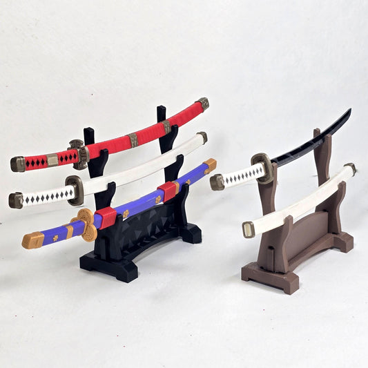 Three-Blade Katana Set | Mini & Large Sizes | Anime-Inspired Display Swords with Optional Stand