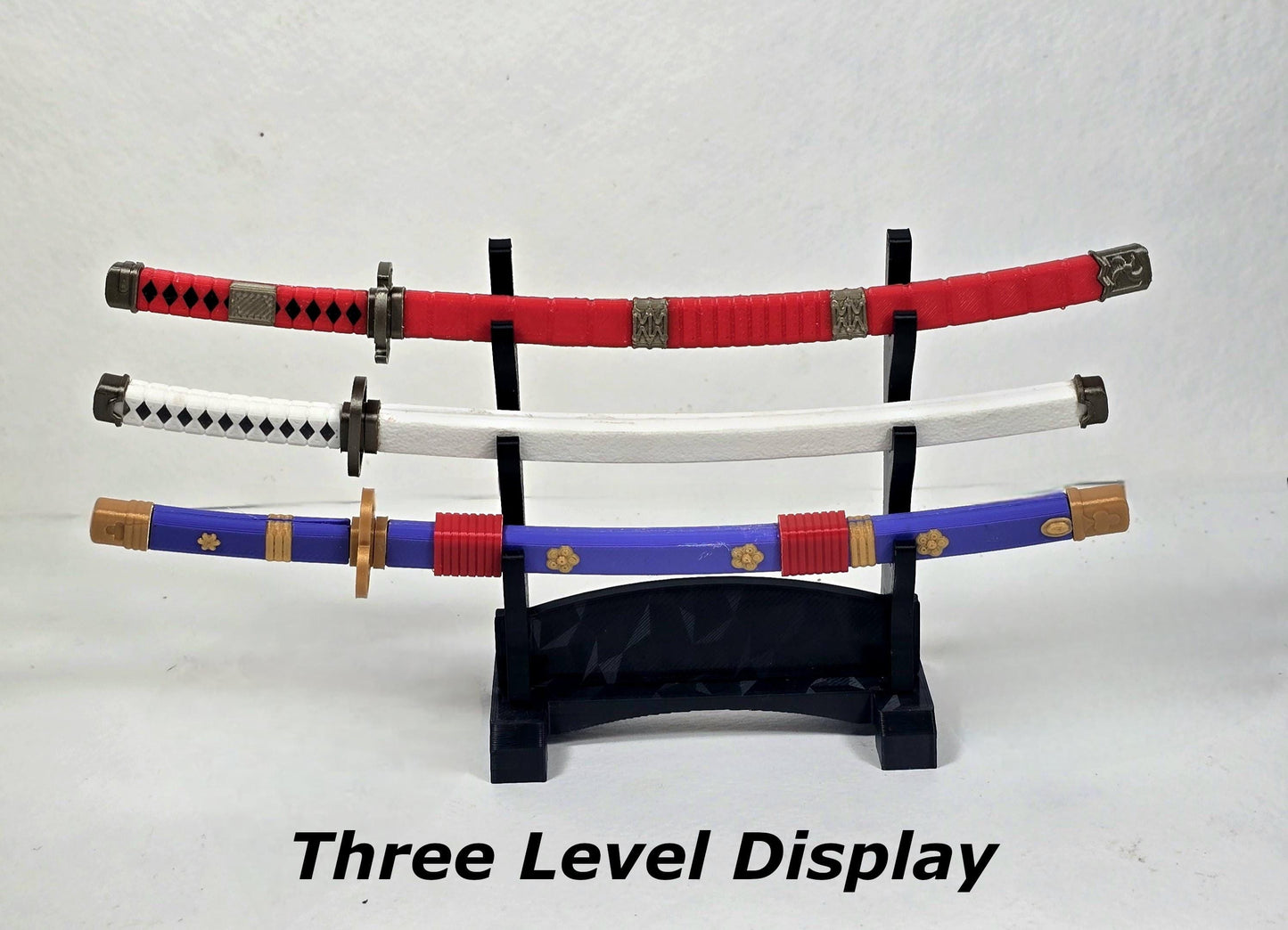 Three-Blade Katana Set | Mini & Large Sizes | Anime-Inspired Display Swords with Optional Stand