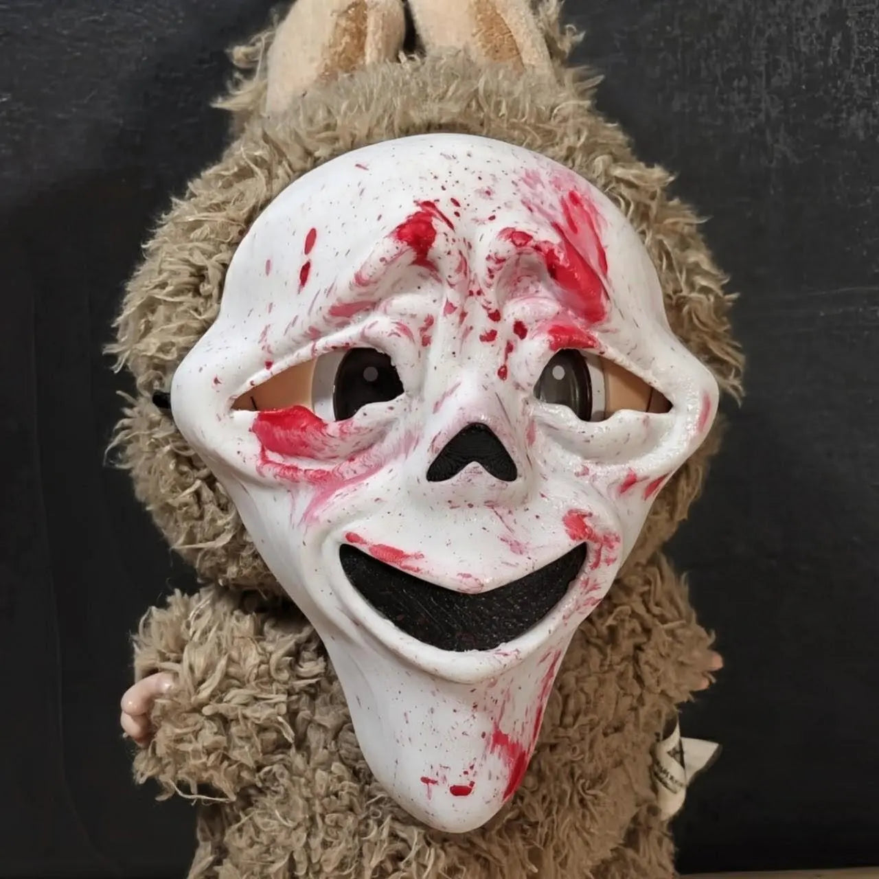 Scary Movie Mask with Blood Spatter for Labubu